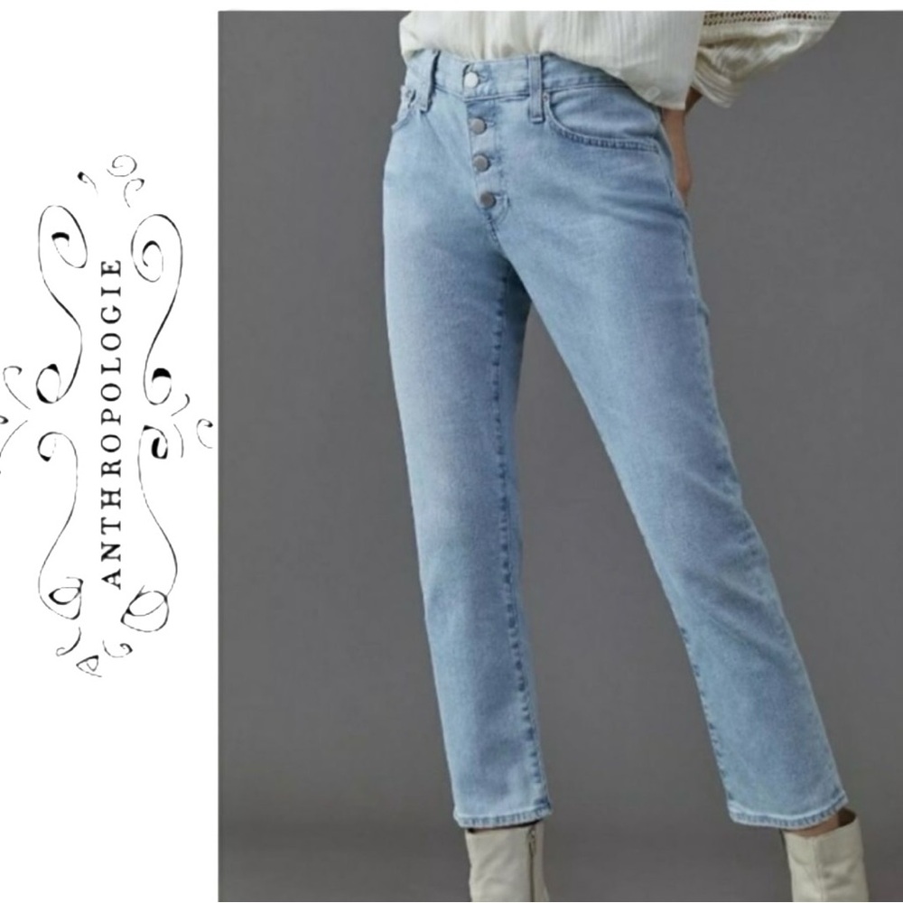 AG for Anthropologie Nolan Ankle Button Up Relaxed Slim Ankle Jeans size 26